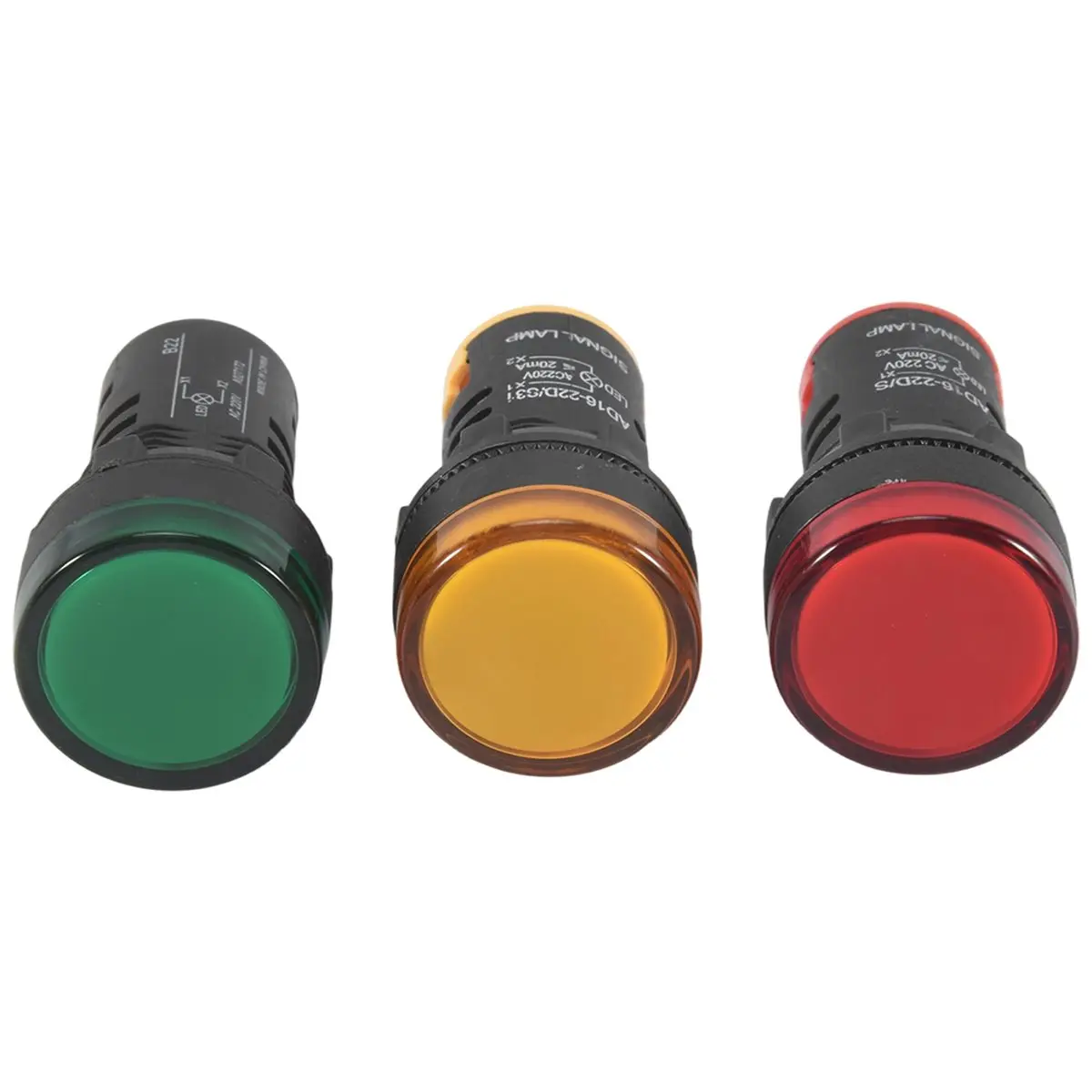 DT235~Red, yellow-green light lamp 22 mm LED pilot display panel AC 220 V 3 pcs