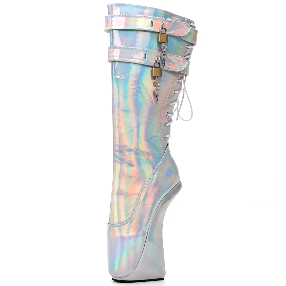 Platform 20CM Extreme High Heel Ballet Wedge Holographic Fetish Cosplay Boots