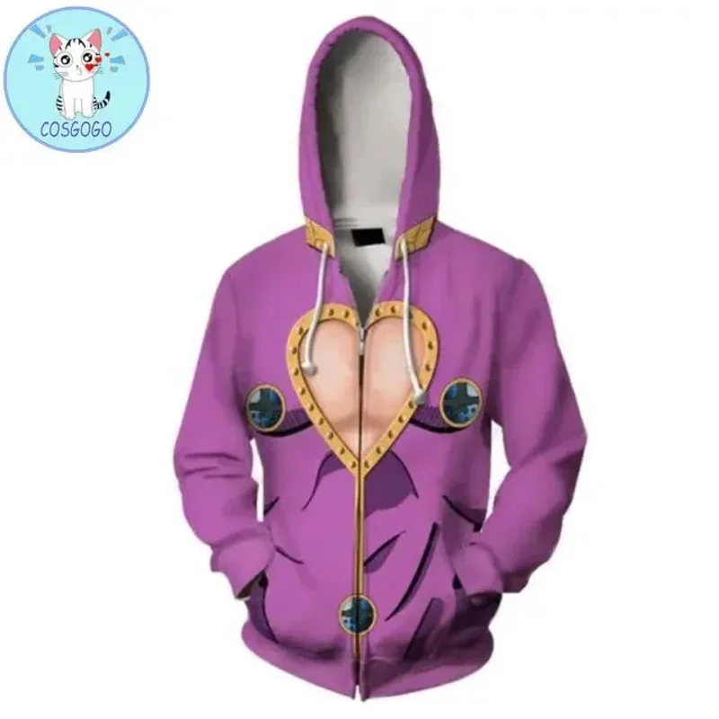 COSGOGO New Hoodies Men Anime JoJo's Bizarre Adventure Cosplay Women Hoodie Jacket Zipper Casual Sweatshirts men women