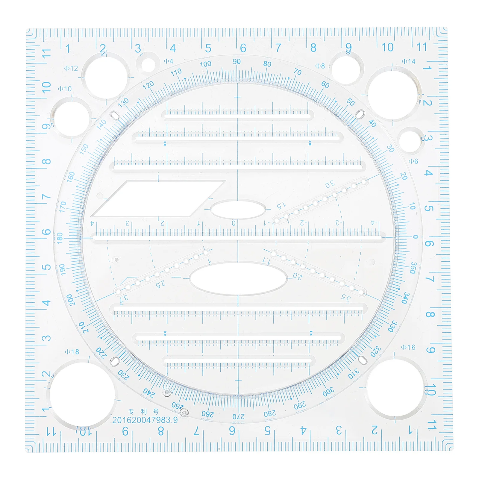 Geometric Drawing Ruler Multifunctional Ruler Protractor Students Measuring Tool Clear Scales Precise Measurement Long
