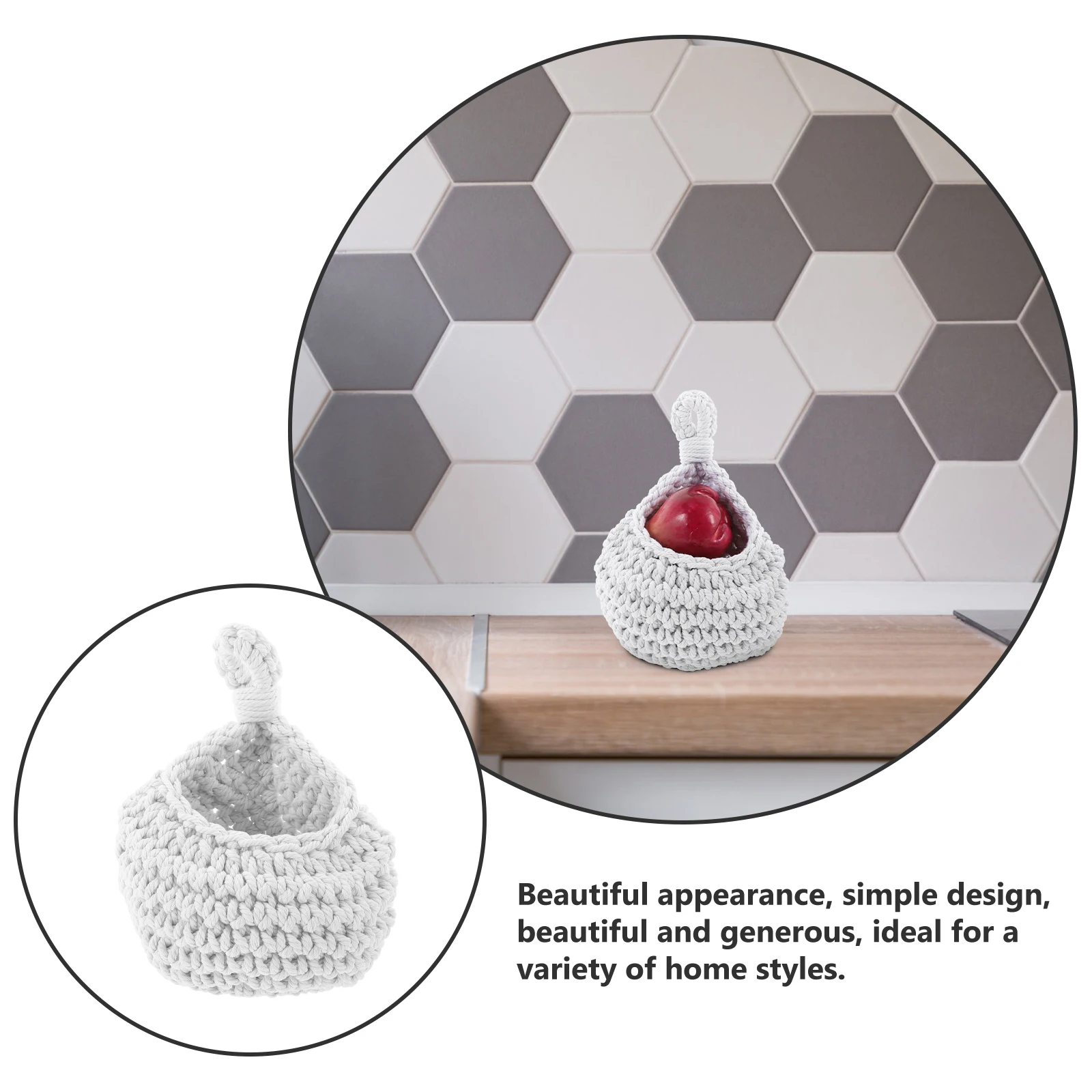

Wall Storage Cotton Rope Woven Organizer For Fruits Vegetables Snacks Bread Hanging Wall Basket Lightweight Strong Natural