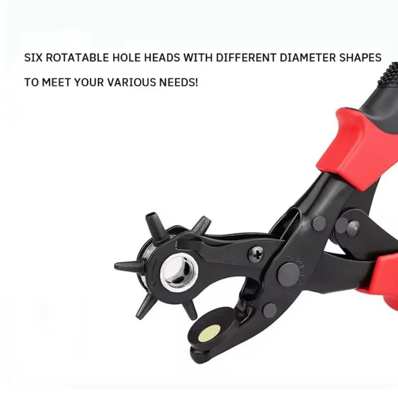 Perforateur de ceinture multifonctionnel à 6 trous ronds, pour bagages, produits en plastique, cuir, papier, carte, poinçon, pince