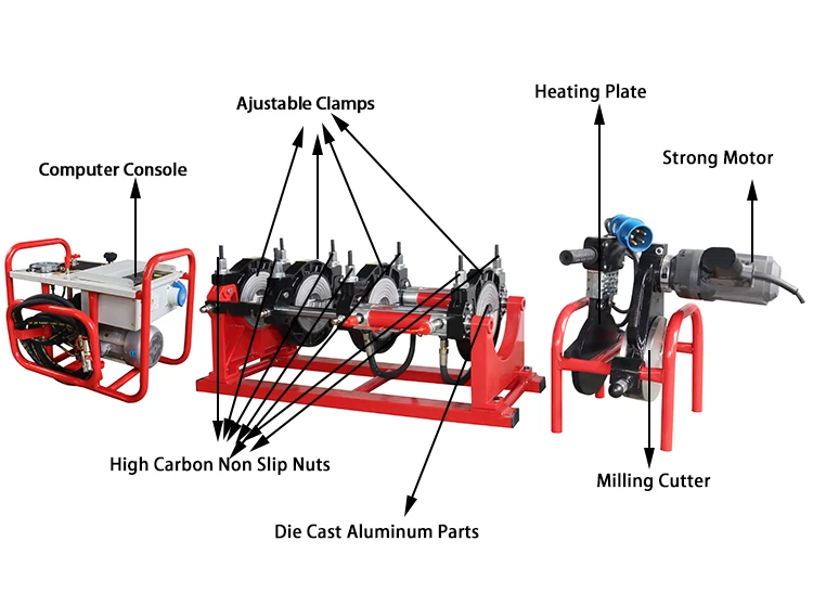 Hydraulic HDPE Pipe Butt Fusion Welding Machine for Pe  PPR Pvdf Pb Pipes Fitting 200mm 225mm 250mm 280mm 315mm 355mm 400mm