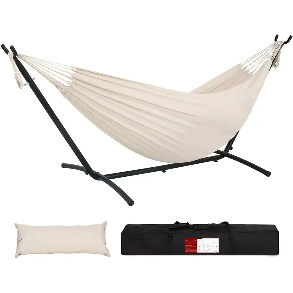 Space-Saving Steel Hammock Stand with Carrying Case, 450 lbs Capacity, Natural
