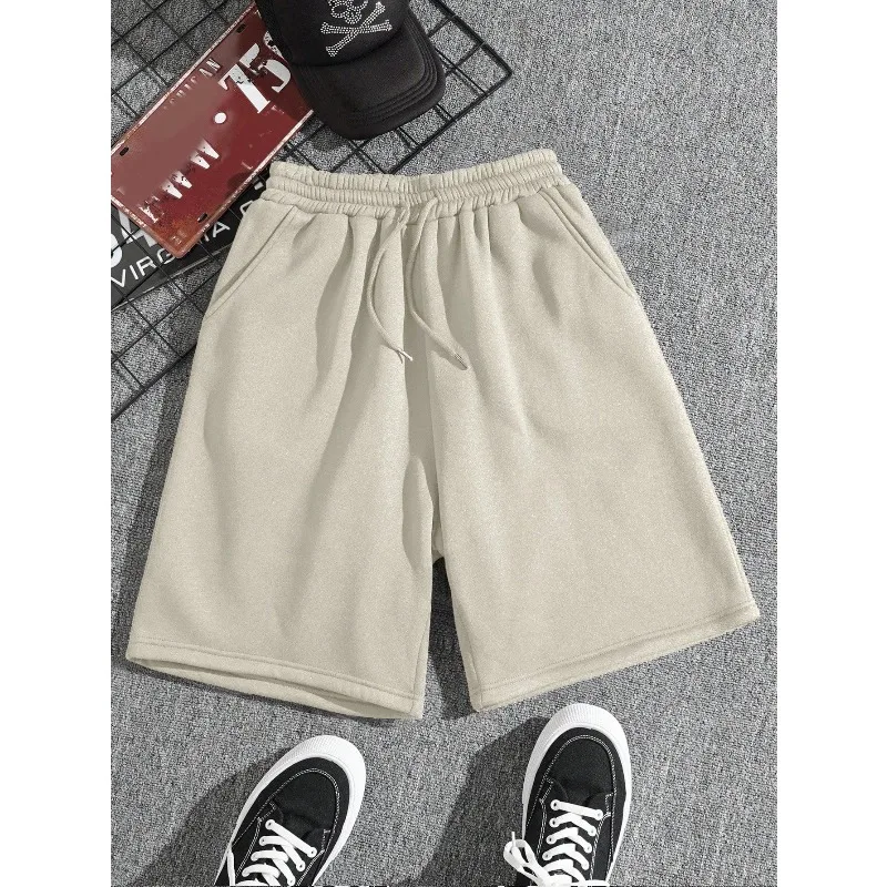 

Men's drawstring waist slant pocket shorts solid color casual comfortable high quality sports shorts suitable for all seasons
