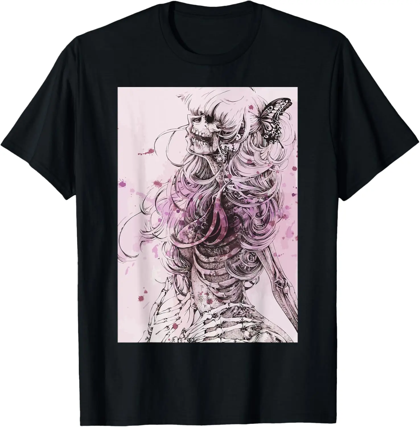 soft grunge female skeleton dark art gothic sad girl y2k T-Shirt