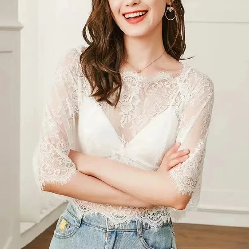 Transparent See Through Shirt Women Sexy Harajuku Mesh Tops Net Undershirt Star Base Top Camisas Femininas Clubwear Sheer Tee