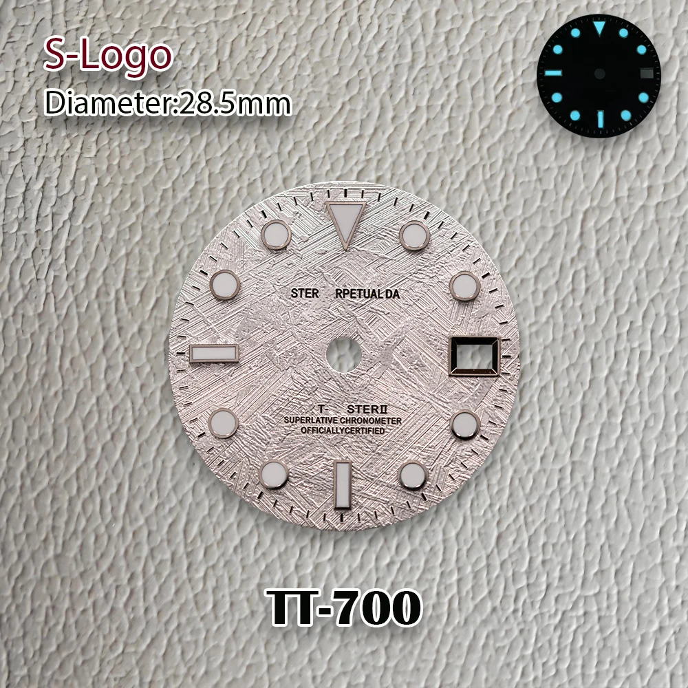 جديد 28.5 مللي متر S شعار NH34 GMT الفضة النيزك الهاتفي مناسبة لحركة NH34 الجليد الأزرق مضيئة ساعة تعديل الملحقات