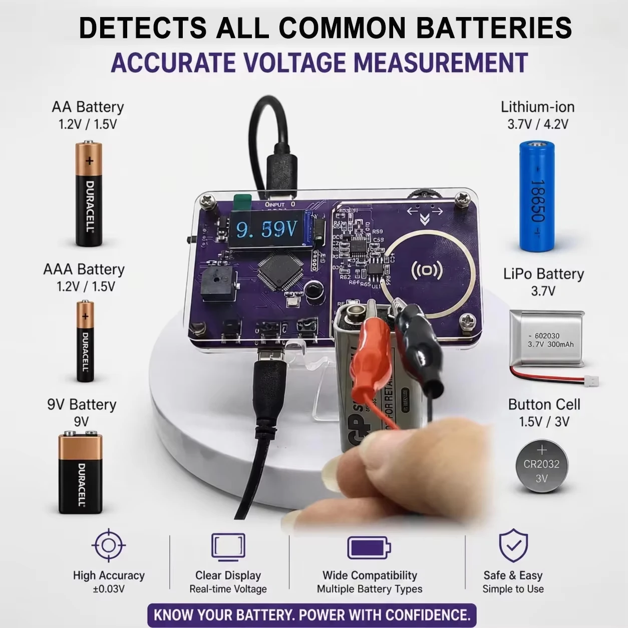 Probador de Baterías NFC, Dete - Power Tools Voltage reseña y precio