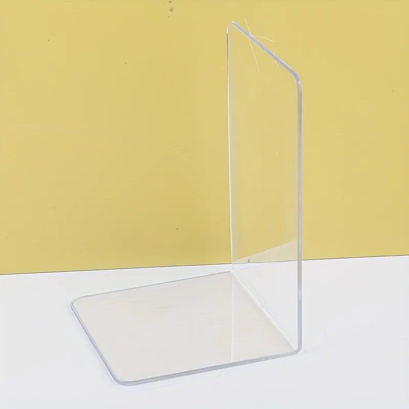 

12pcs Transparent Acrylic Bookends L-Shaped Desktop Decorative Storage Rack Stable Support Book Stand Easy to Access for Office
