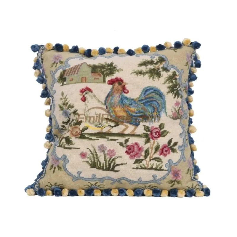 leaves embroidery pillow Needlepoint  woven  handmade stitches cushions Renaissance palace art collection