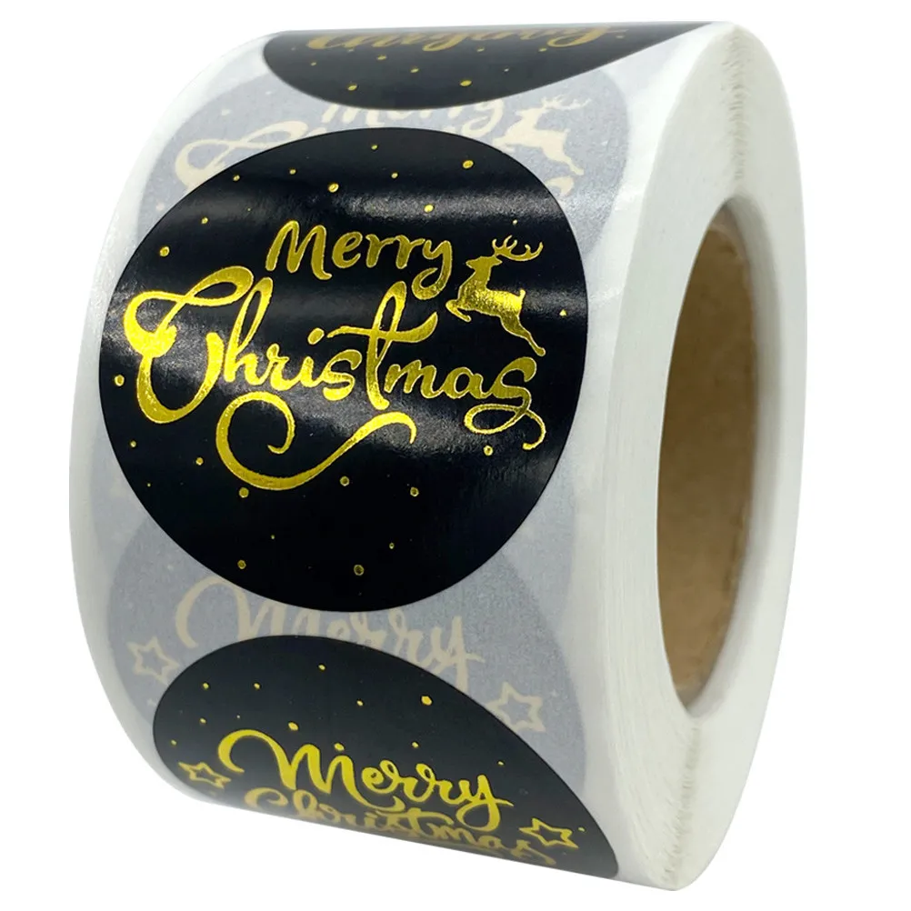 

500Pcs Hot Stamping Christmas Stickers Unique Creative Label Stickers for Scrapbook Diary Gift Bag Sealing Craft Decals