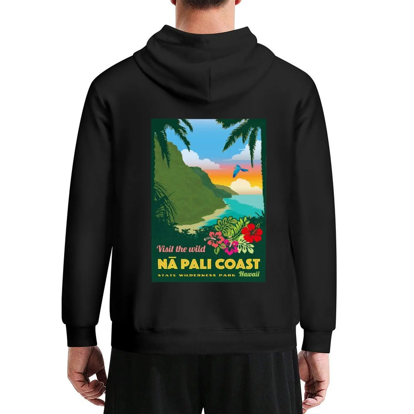 

Vintage-Style Napali Coast Travel Poster Hoodie korean clothes men's coat autumn korean style clothes new in hoodies and blouses