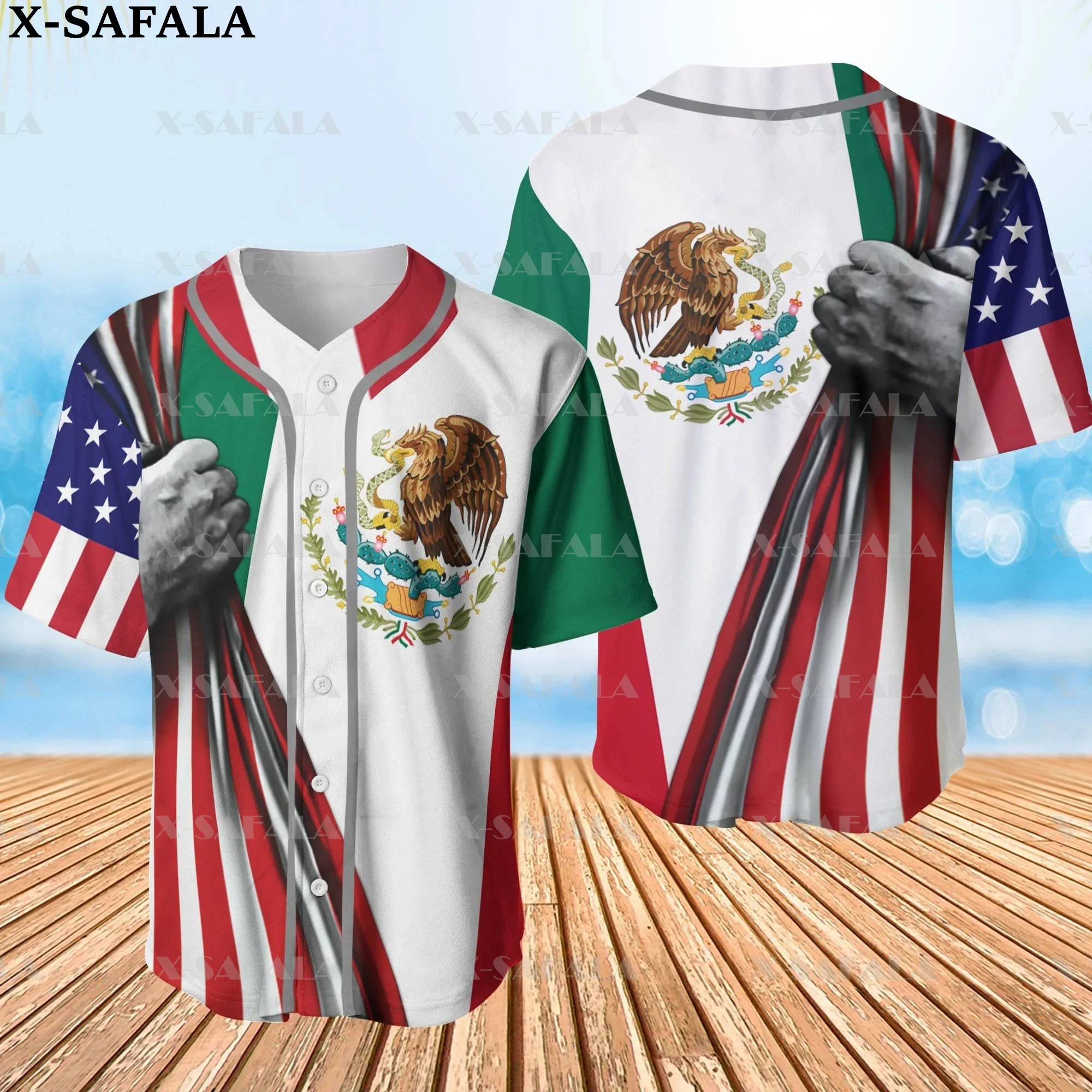 Custom Name Love MEXICO Country Mexican Aztec 3D Printed Baseball Jersey Summer Shirt Men\'s Tops Tee Oversized Streetwear-7