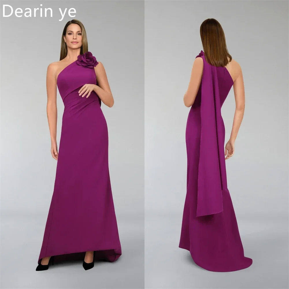 

Customized Prom Dress Evening Dearin One-shoulder A-line Floor Length Skirts 3D Rose Flower Bespoke Occasion Dresses Formal Gown