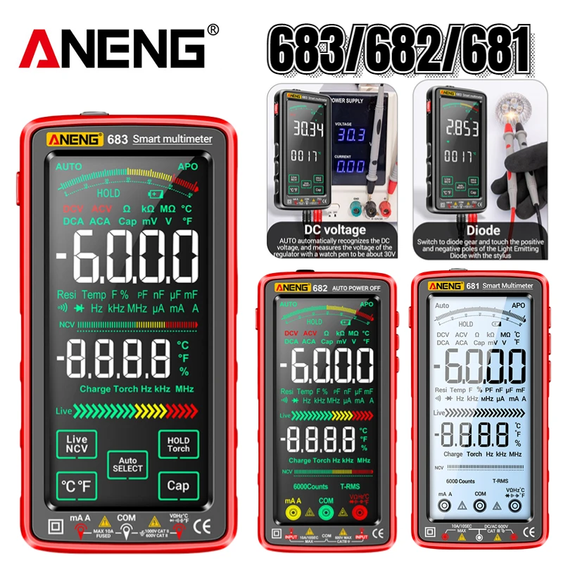 ANENG 683/682/681 Smart Digital Multimeter 6000 Counts Ammeter Voltmeter Digital Voltage Tester Electrical Capacitance Meter