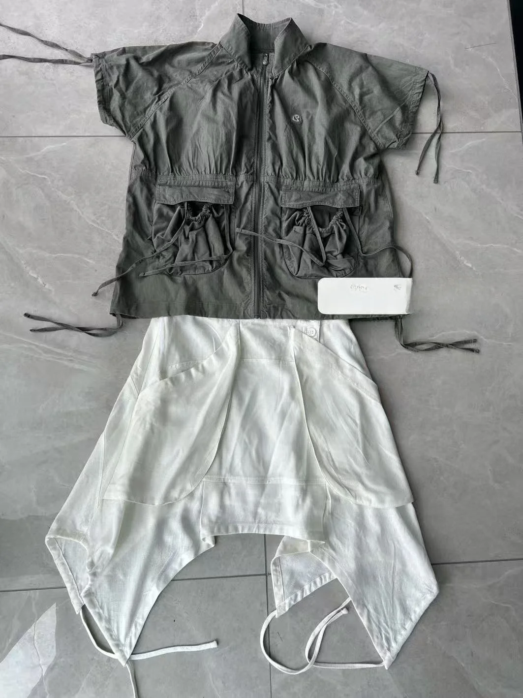 

Minji Japanese Sle Functional Folded ort Sve Jaet with Dstring Stand Collar Cotton Ladies Thin Spring Outerwear