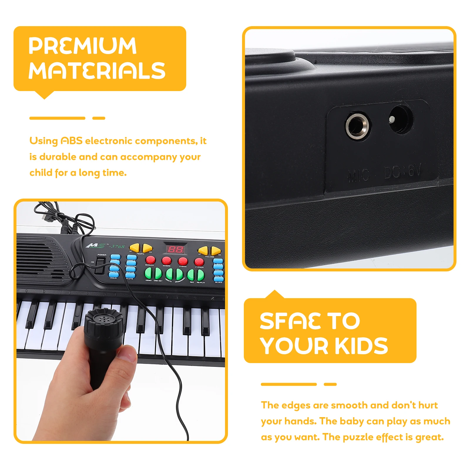 

1set 37 Key Music Electronic Piano for Kids ABS Components Smooth Edges Educational Creative Musical Instrument Baby
