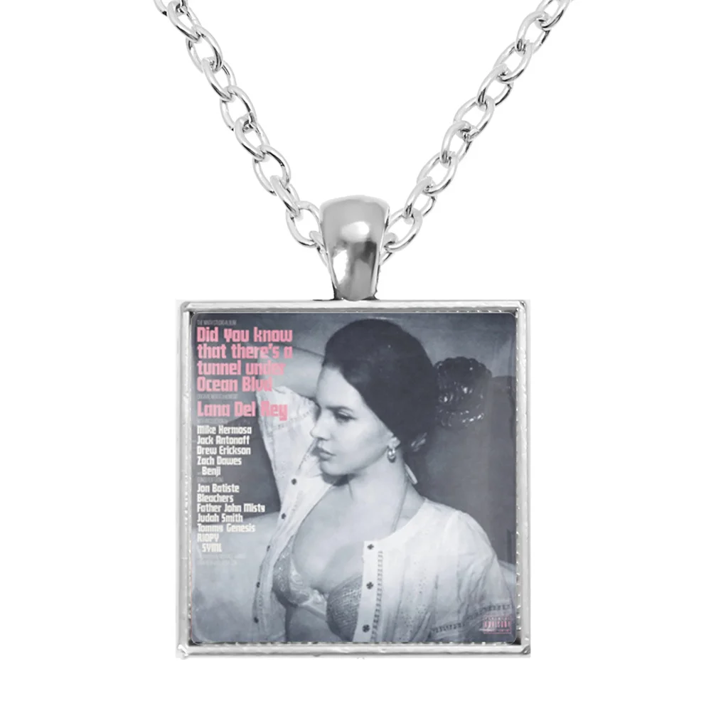 Lana Del Rey 25mm Glass Square Pendant Necklaces Accessories Necklace Elizabeth Grant  Charms  for Women Men Jewelry Gift