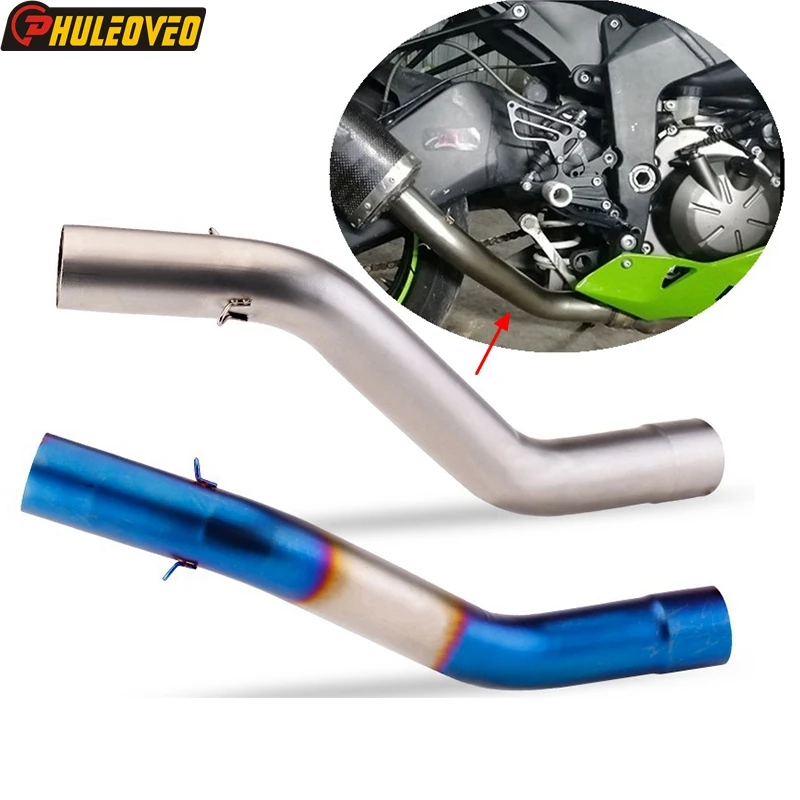 For Kawasaki Ninja ZX-6R 2004-2022 ZX6R 636 2013-2022 Motorcycle Exhaust Middle Link Pipe Connect ID:51mm Exhaust Muffler Can