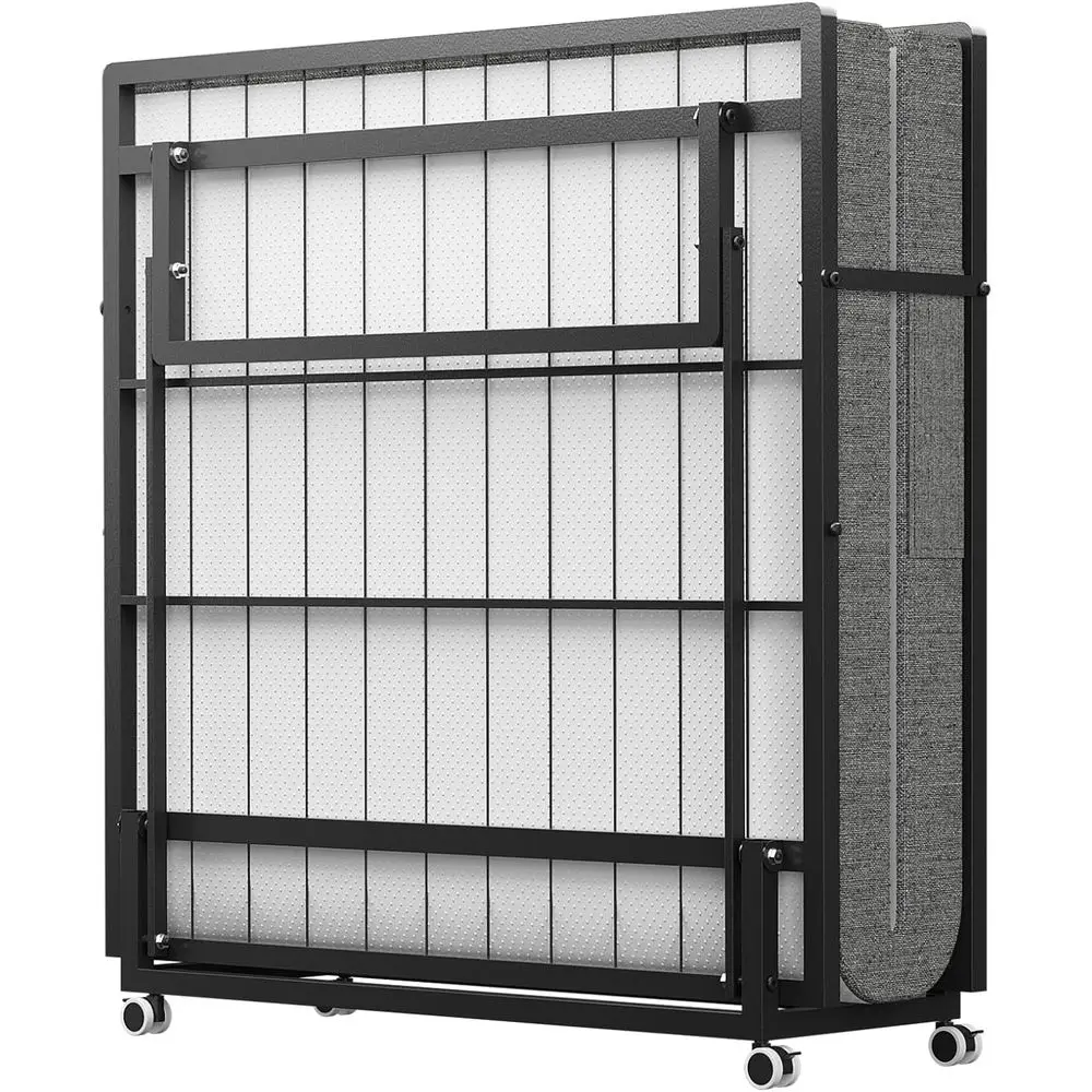 Portable Adult Rollaway Bed with Memory Foam Mattress, 75 x 31 Cot Size, Space-Saving Guest Bed with Pocket