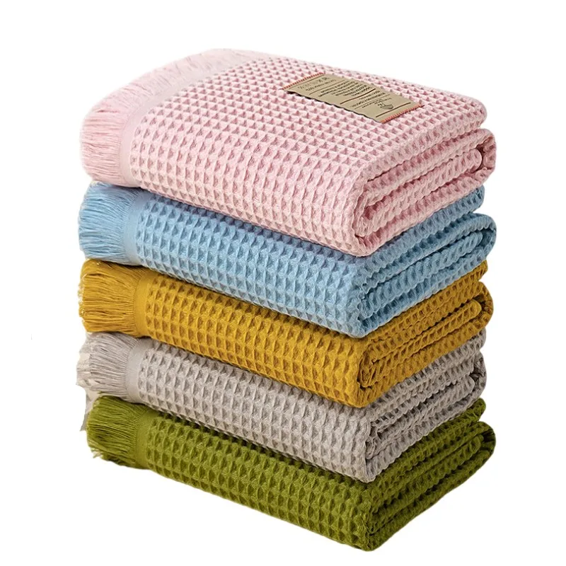 Oversized 95x190cm 100% Cotton Waffle Bath Towels Quick Dry Absorbent Soft Lightweight Blanket for Bathroom Shower Towels Gift