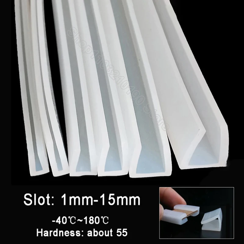 Transparent Silicone Rubber U Shape Seal Strip Window Car Door Frameless Glass Edge Wrapping Anti-collision Weatherstrips 1-15mm