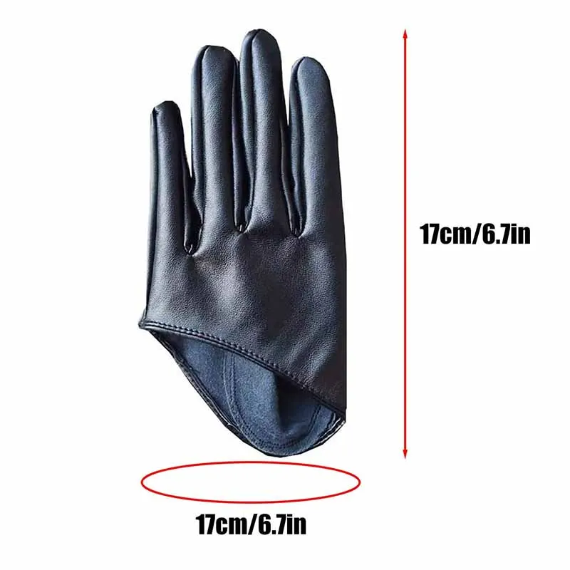 1 زوج أزياء المرأة ضيق قفازات كاملة الأصابع تقليد بو الجلود مثير نصف النخيل قفازات أداء الحفلات القفازات السوداء القصيرة #6