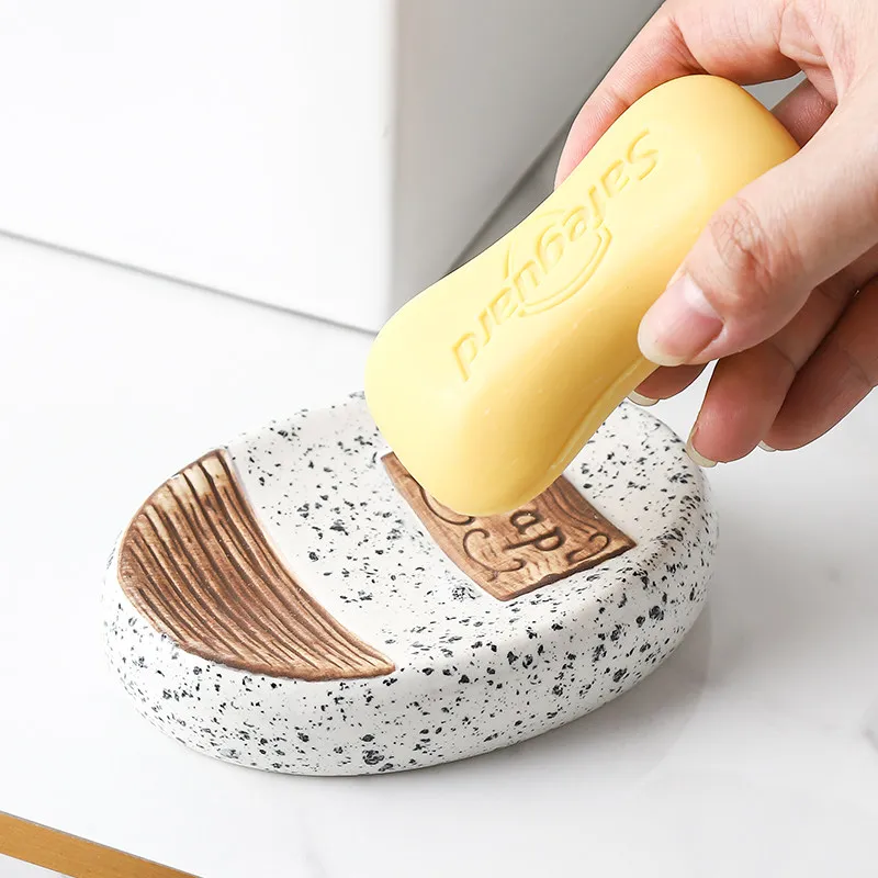 

Керамическая мыльница в ретро-стиле для ванной, на столешницу, с поддоном для сбора воды, легкая, роскошная, без сверления