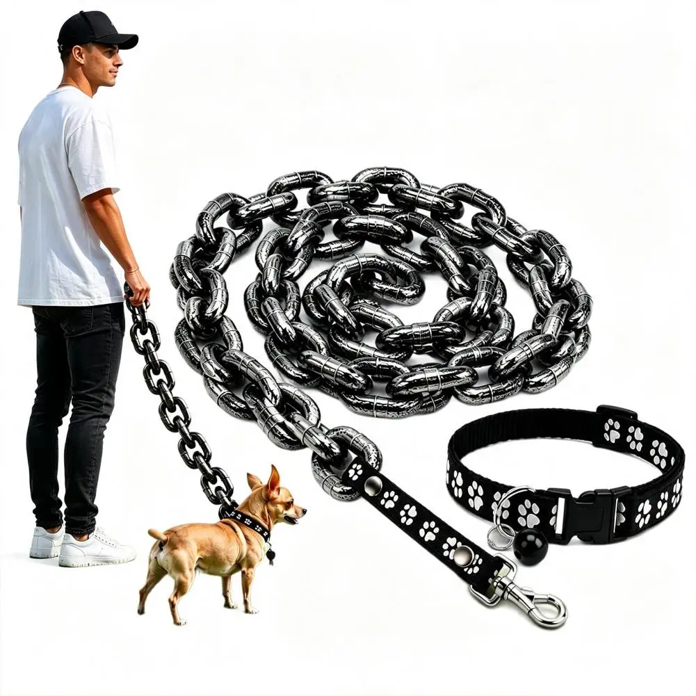 Lightweight Dog Leash Small Dog Chain Leash Big Chain Dog Leash with Paw Print Handle Oversized Lightweight Faux for Puppies
