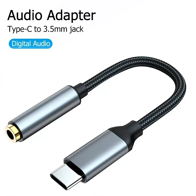 3.5mm Female Audio Adapter Male To Female Aux Cord Stable Music Call Output USB Type C Mobile Phone Daily Travel Audio Adapter