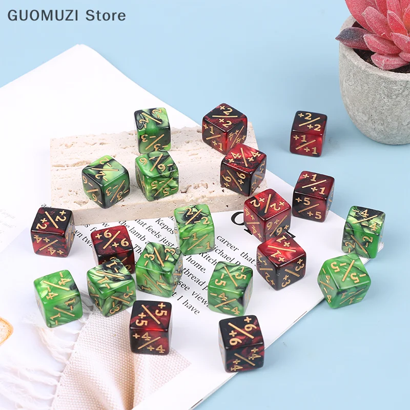 Green Red 16mm 6 Side Counting Dice +1/-1 Dice Kids Toy For Game Counting Counters