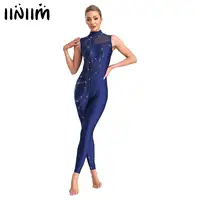 Traje de baile de patinaje artístico para gimnasia rítmica para mujer, mono de baile de Ballet con diamantes de imitación brillantes, mono completo