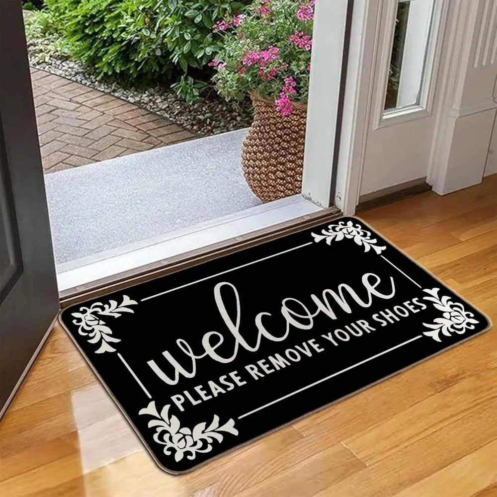VIKAMA Non-slip Please Take Your Shoes Off Doormat Washable for Entryway Bathroom Home