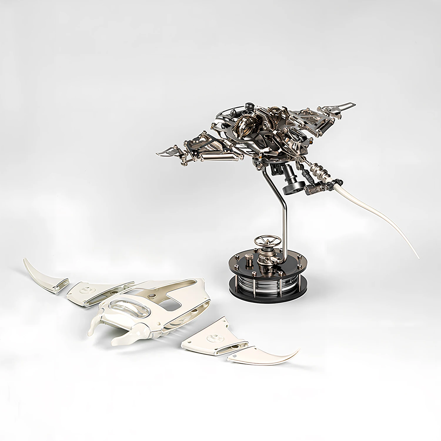 Mechanical Manta Ray Full Metal Design Manta Ray DIY Assembly Kit Electric Drive Charging USB Art Ornament Model Toy