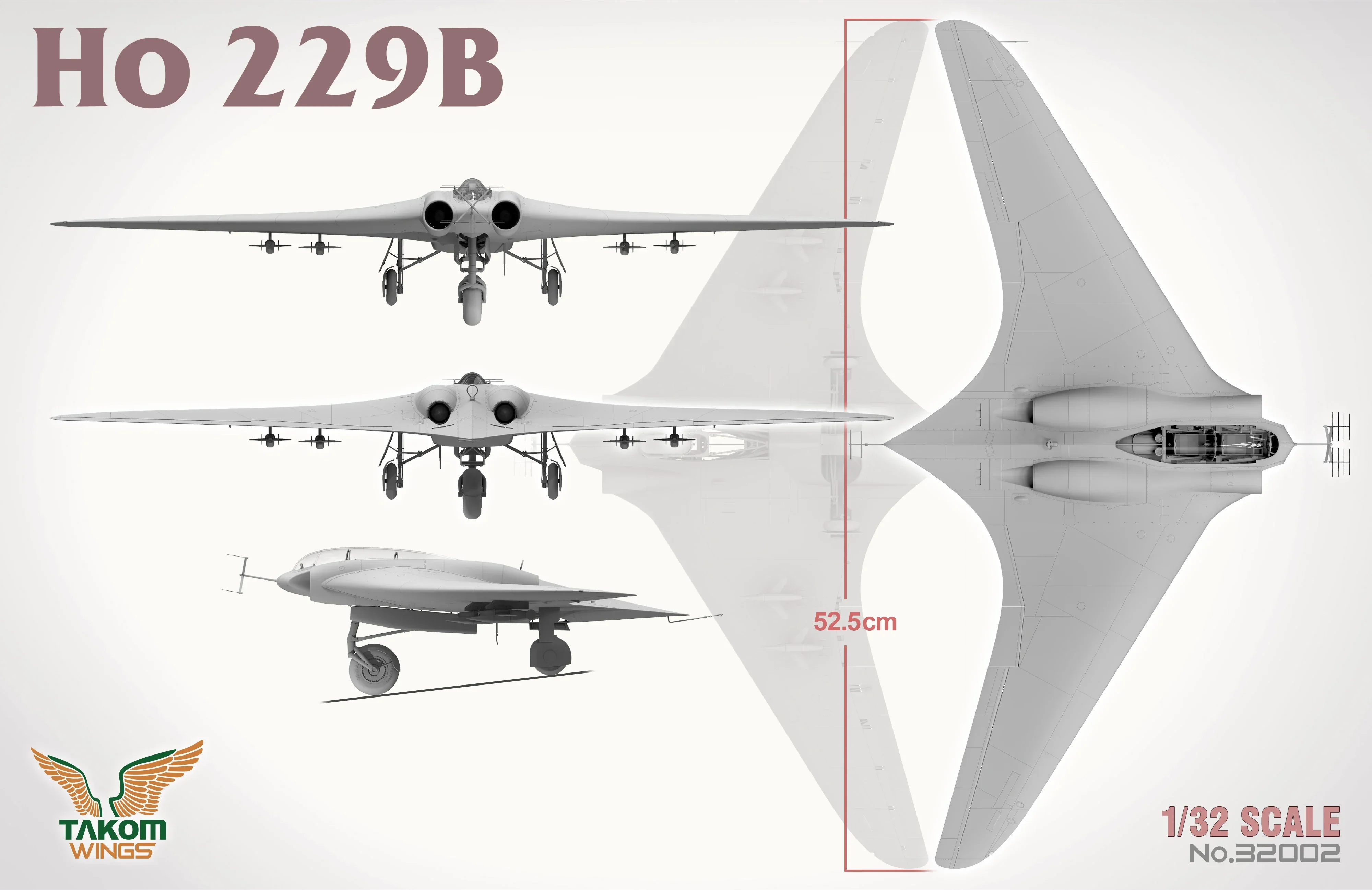 TAKOM 32001W 1/32 Scale Ho 229 กล่อง 2 Ho229A + Ho229B + 1/16Ho229 Pilot-Limited Model Kit