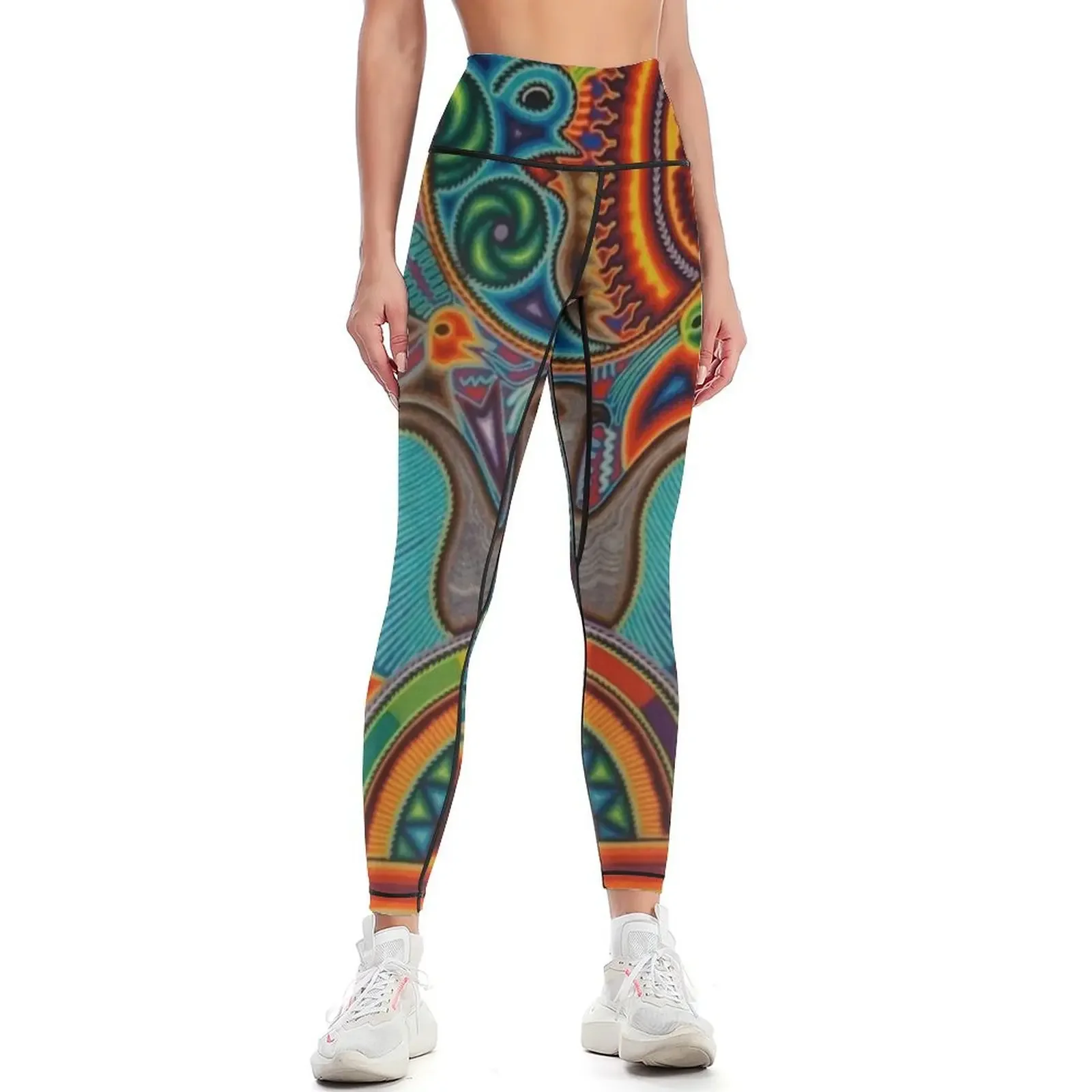 MEXICAN HUICHOL ART Leggings jogging pants Women's sports pants sport legging Womens Leggings