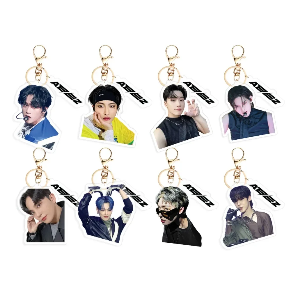 KPOP ATEEZ Guerrilla Merch Keychain for Women Men Kawaii Fashion Acrylic Key Ring Holder Gifts Car Bag Charm Accessories