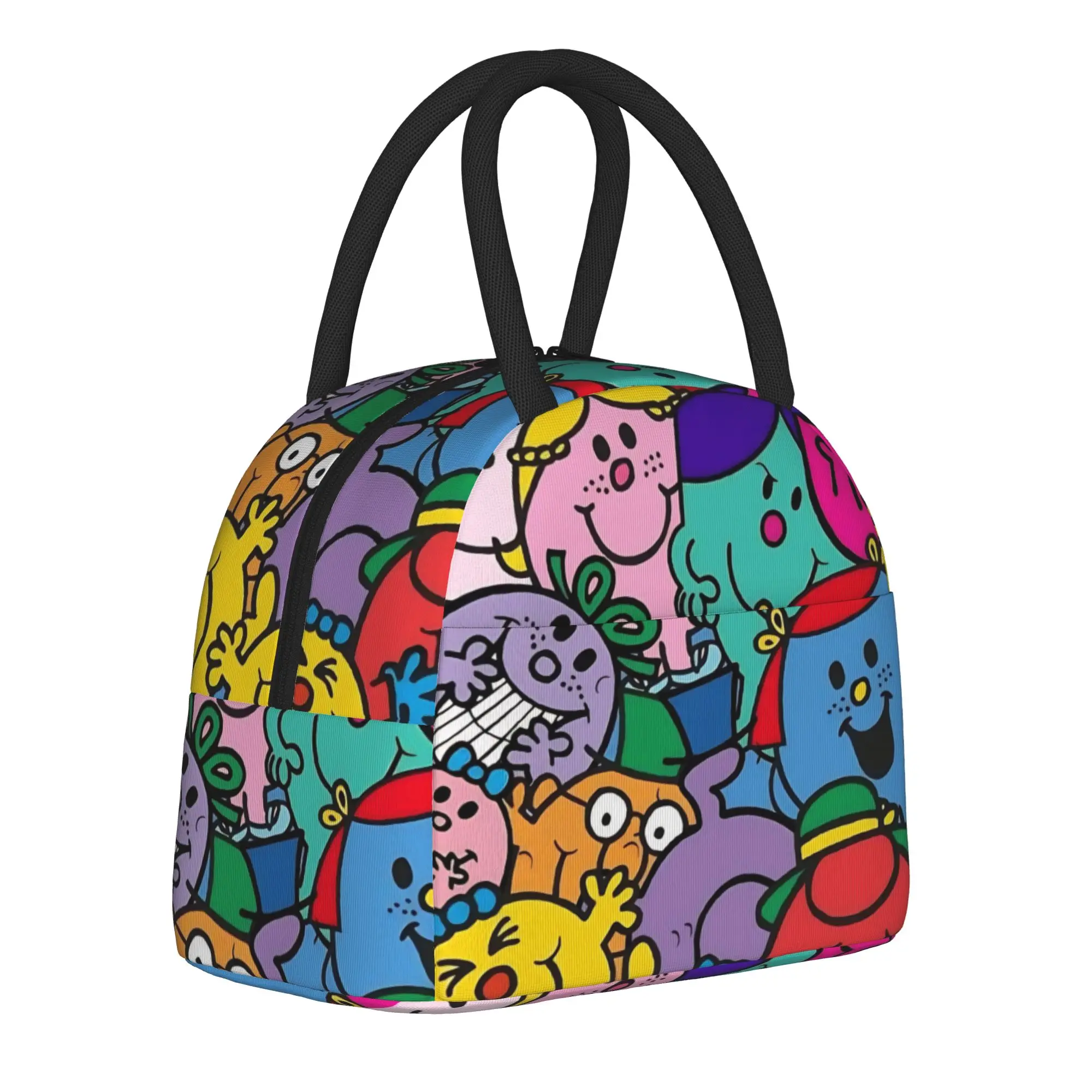 M-Mr M-Men L-Little M-Miss Cartoon Insulated Lunch Bags Cooler Bag Reusable,Meal Container  High Capacity Tote Lunch Box