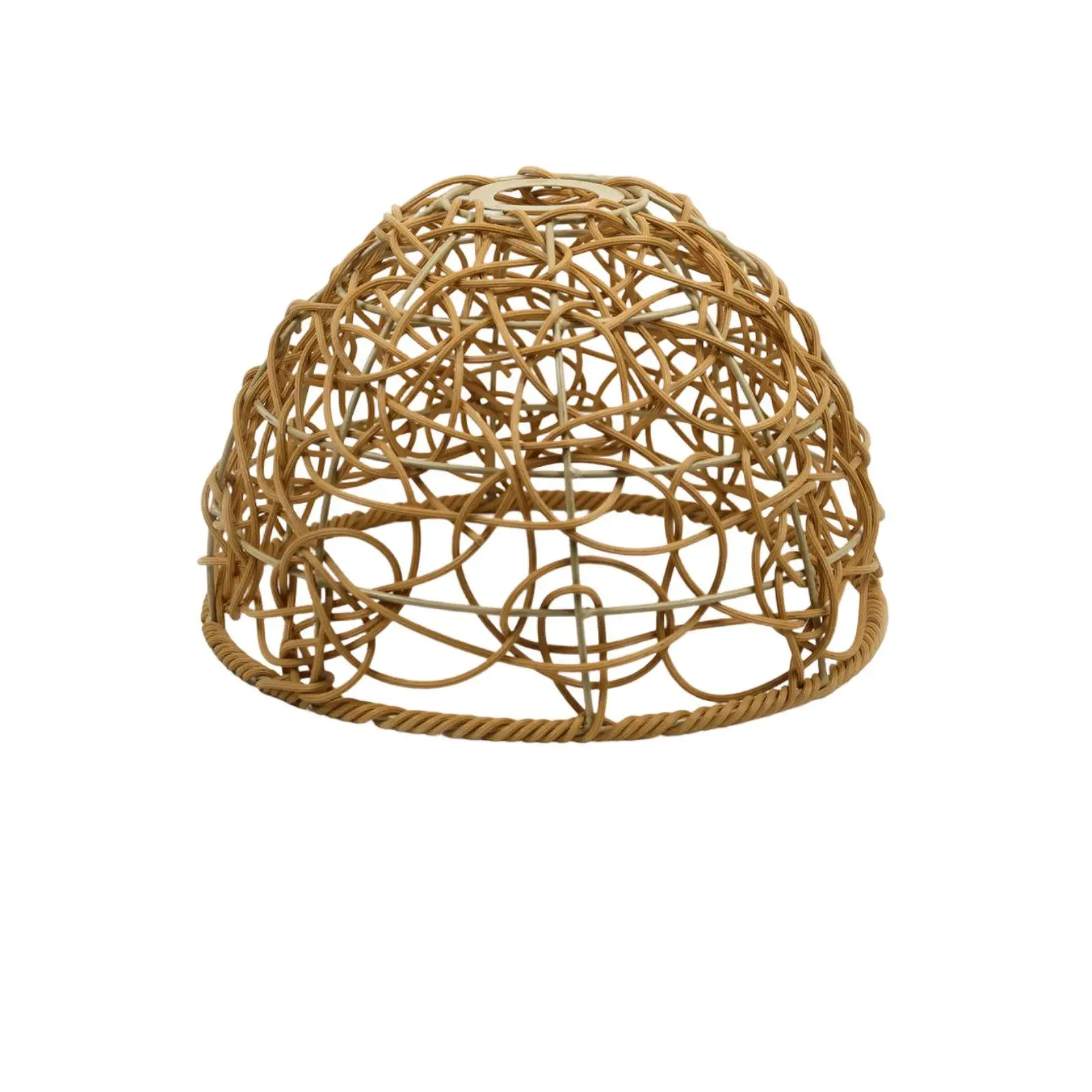 Rattan Lampshade for Pendant Lamp Hollow Weave Light Cover with Iron Frame for Cozy Home