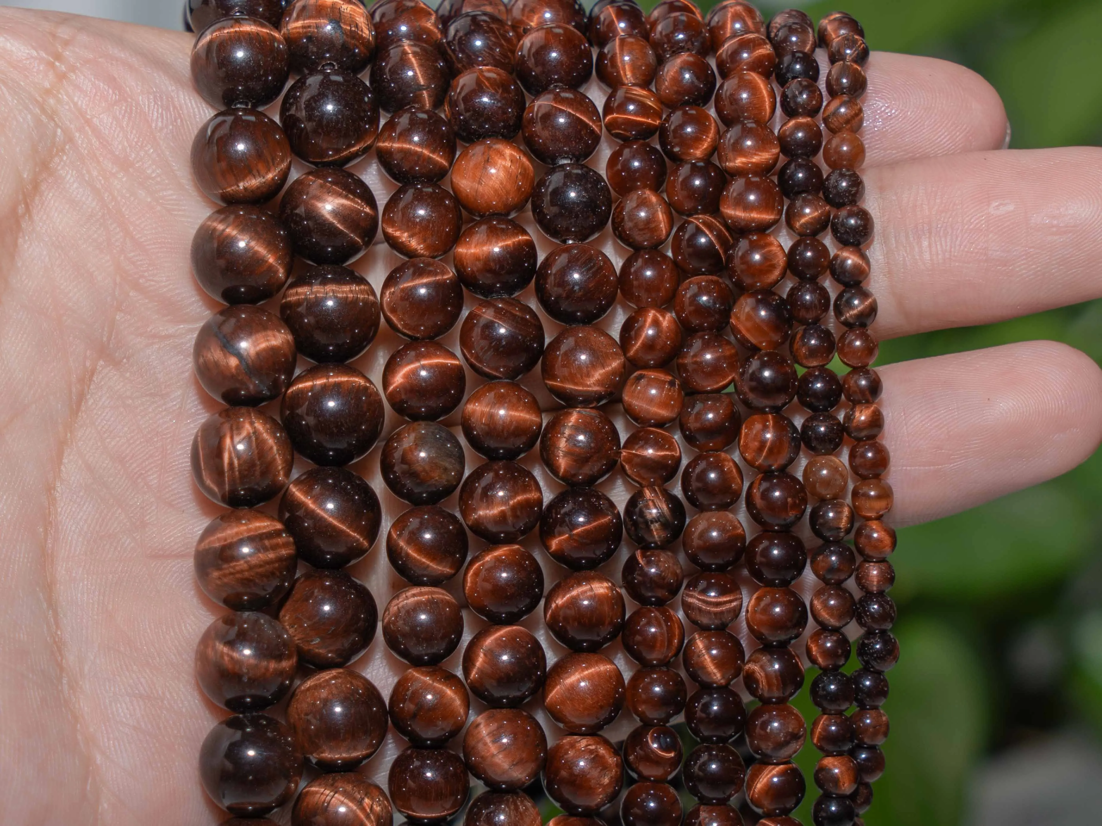 Natural Stone Mahogany Red Tiger Eye Beads  Loose Beads Round Shape Size Options 6/8/10/12mm for Jewelry beads Making