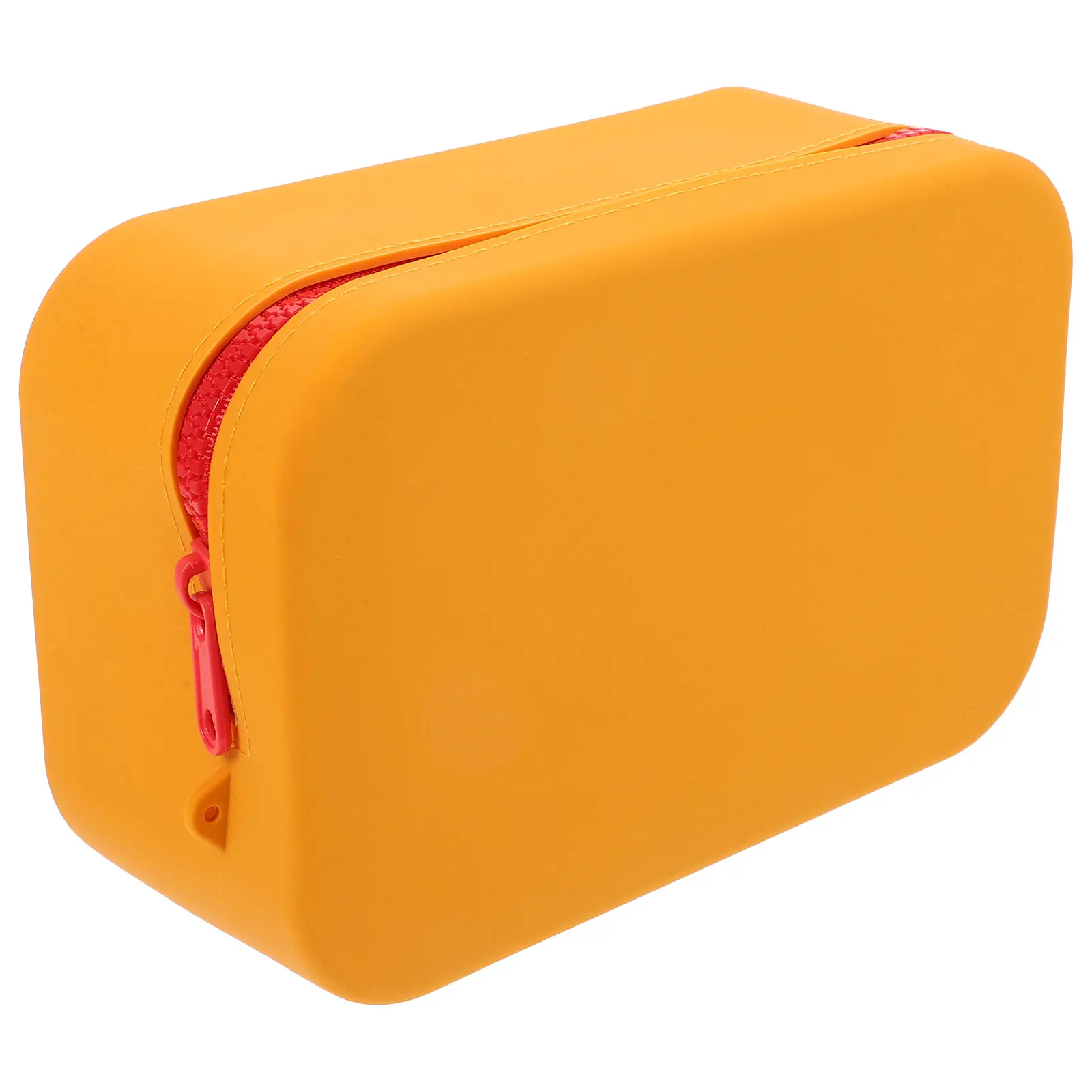 

Silicone Makeup Bag Large Capacity Waterproof Travel Toiletry Pouch Orange Zipper Brush Case Organizer For Women
