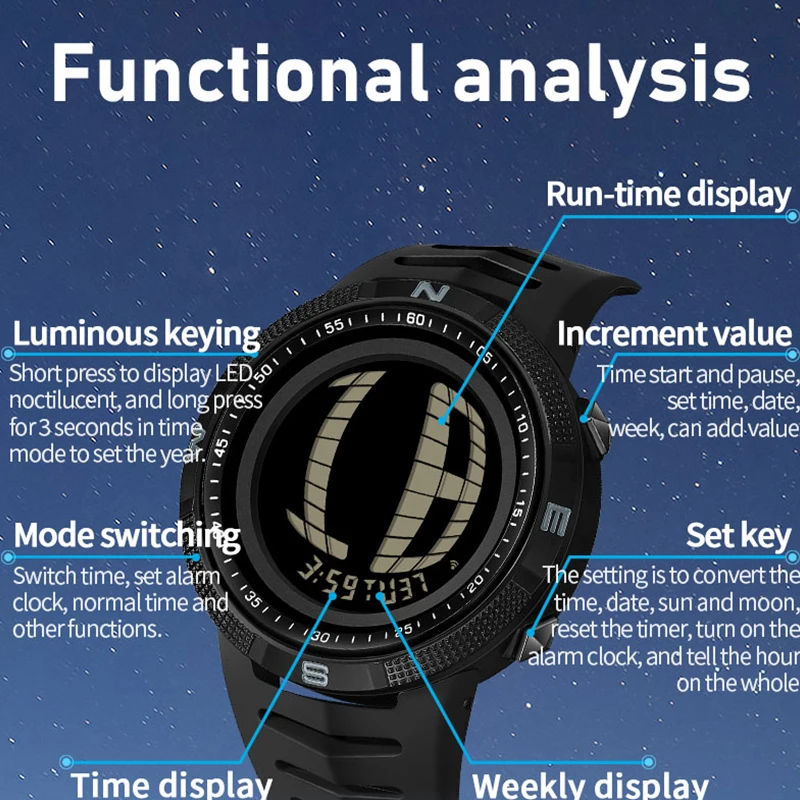 SANDA Top Brand Sports Men's Watches Fashion Countdown 50M Waterproof LED Digital Watch Man Military Wristwatch Electronic reloj