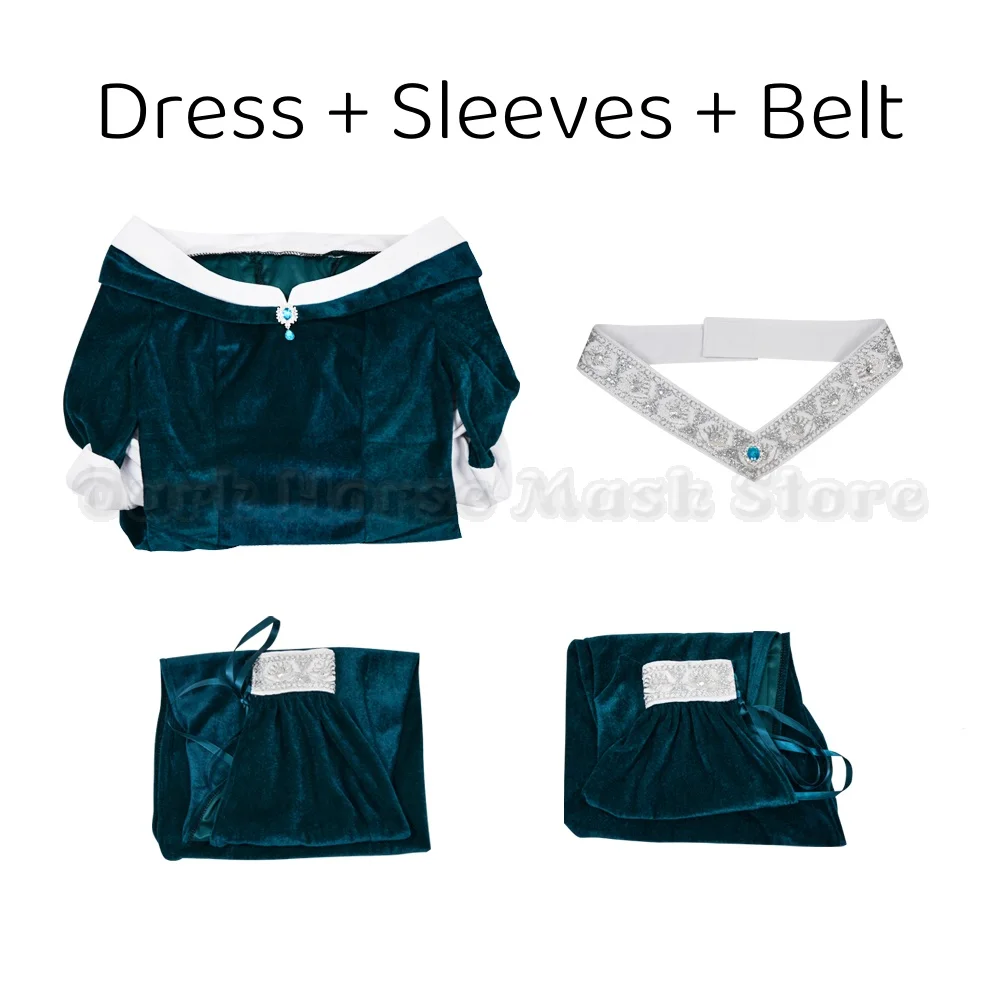Women's Medieval Renaissance Costume Elf Style Off Shoulder Green Velvet Long Slim-fit Dress with Chiffon Sleeves for Halloween view 6