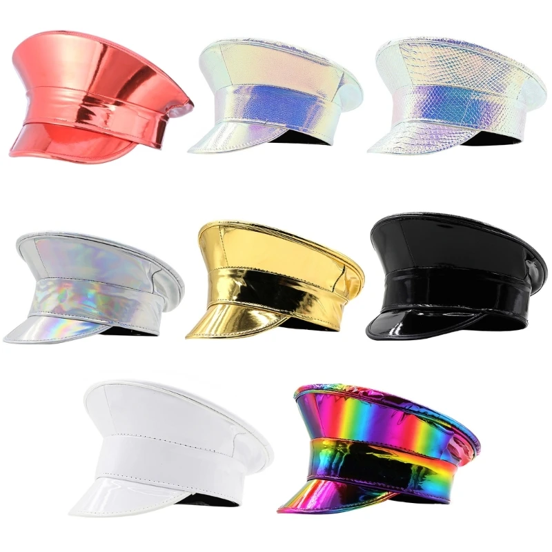 

LaserCaptain Fashion Dance Hat Glitter PatentLeather Hat Hiphop Stage Hats