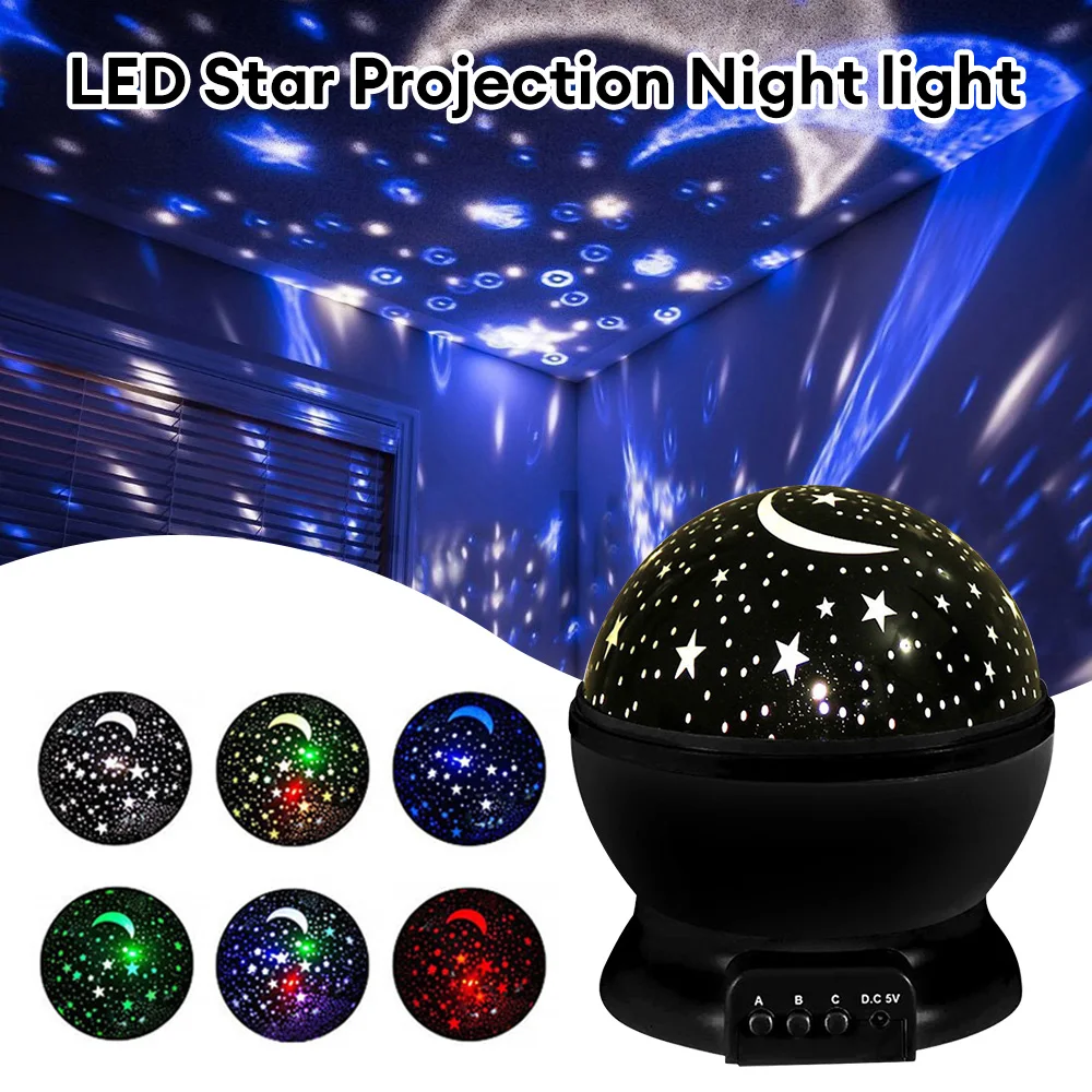 Starry Projector Night Lights Rotating Sky Moon Projection Lamp Bedroom Starlight Decoration Galaxy Projector Night Lamp Gifts