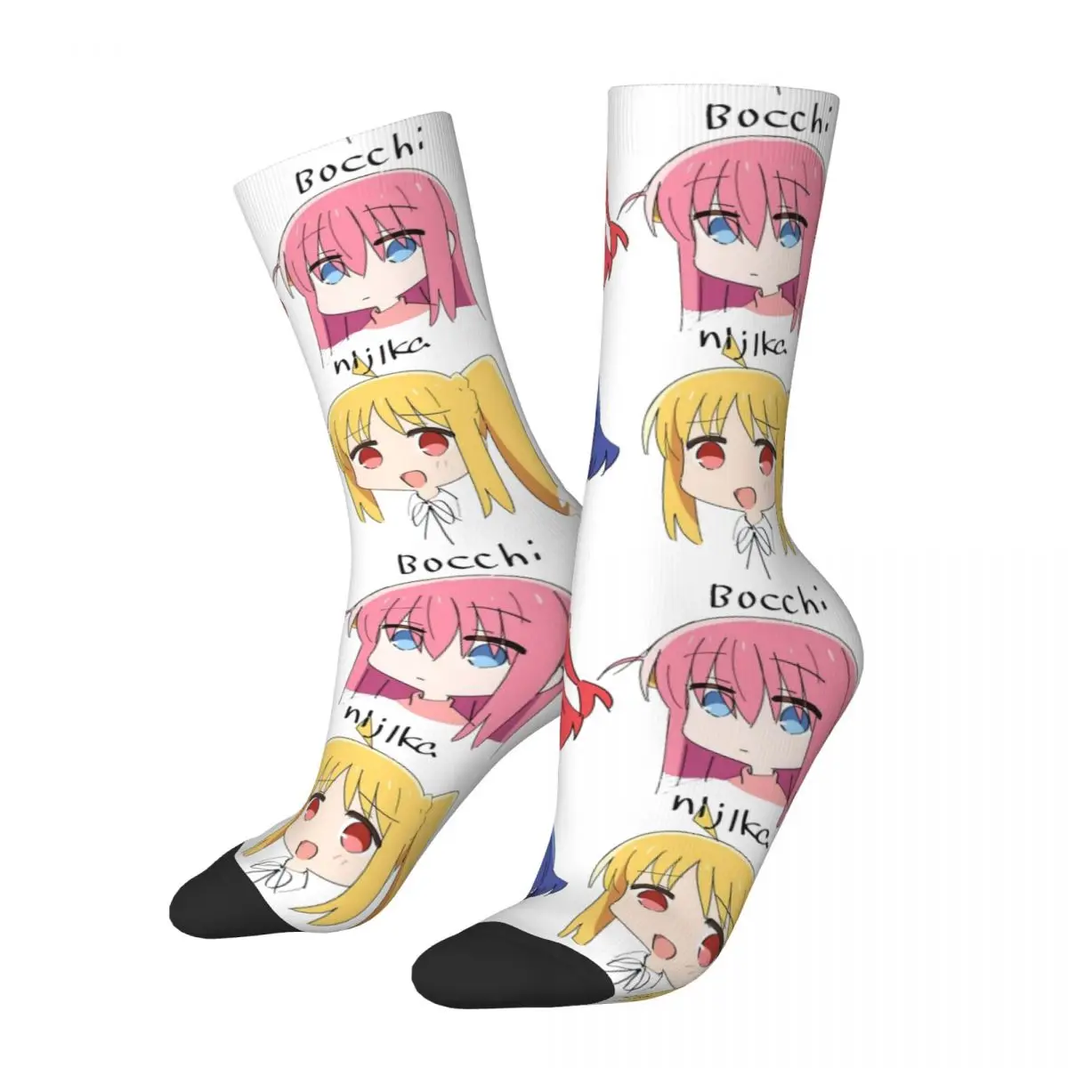 Casual Bocchi The Rock Anime Football Socks Bocchi Nijika Polyester Long Socks for Women Men Non-slip