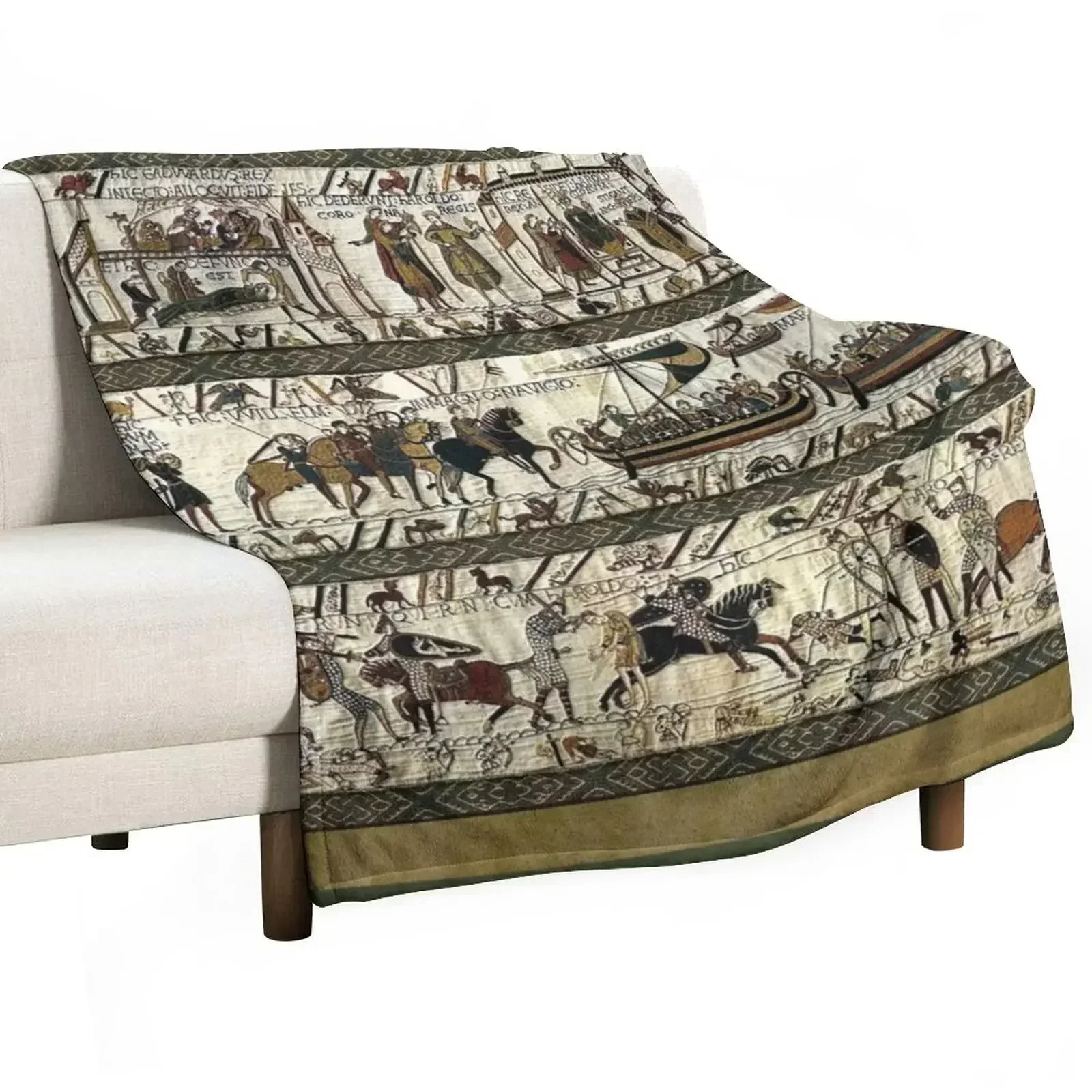 Bayeux Tapestry Throw Blanket Soft Tourist Sleeping Bag Bed Moving Furry Blankets