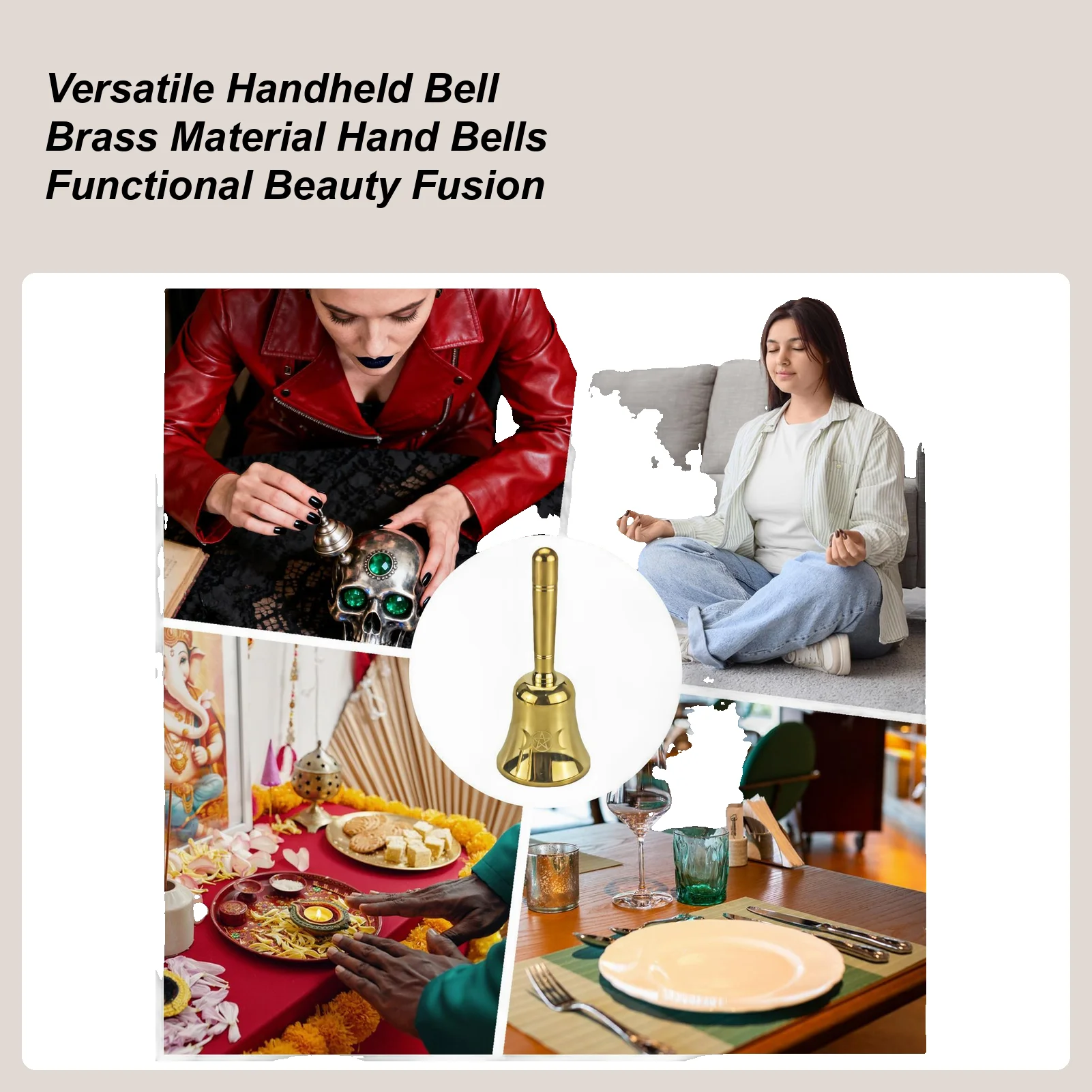 Ручные колокольчики для взрослых, алтарь, латунный громкий колокольчик, музыкальный инструмент, кольцо с благословением, колокольчик для детей, Рождество, спорт, футбол, животное