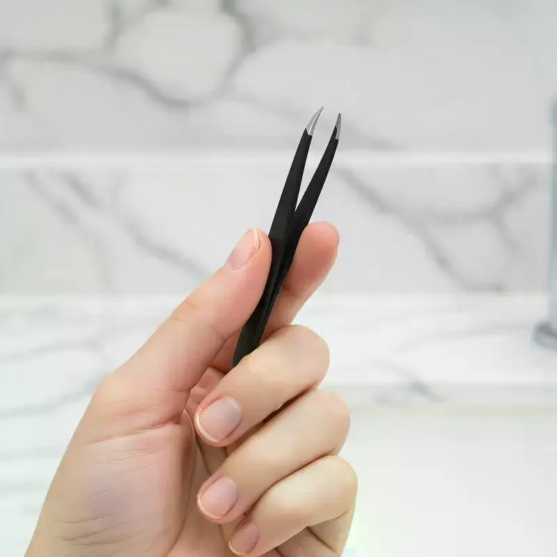 Black 4Pcs Professional Eyebrow Tweezers Set for Accurate Hair Removal Stainless Steel Design